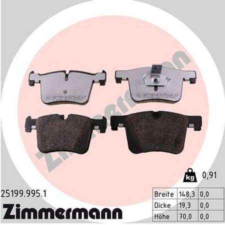 ZIMMERMANN Brake Pad Set - Reduced Dust, 25199.995.1 25199.995.1
